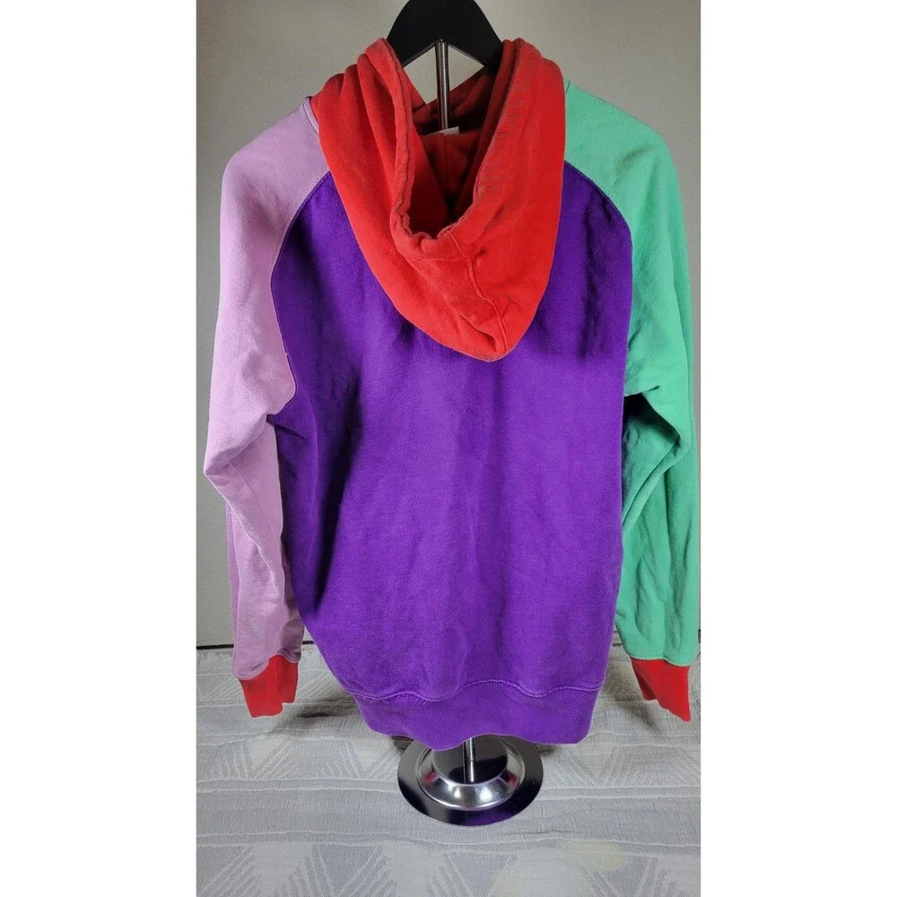 Teddy Fresh Colorblock Hoodie Size M Multicolor Purple Red Green Pink 100% Cotto